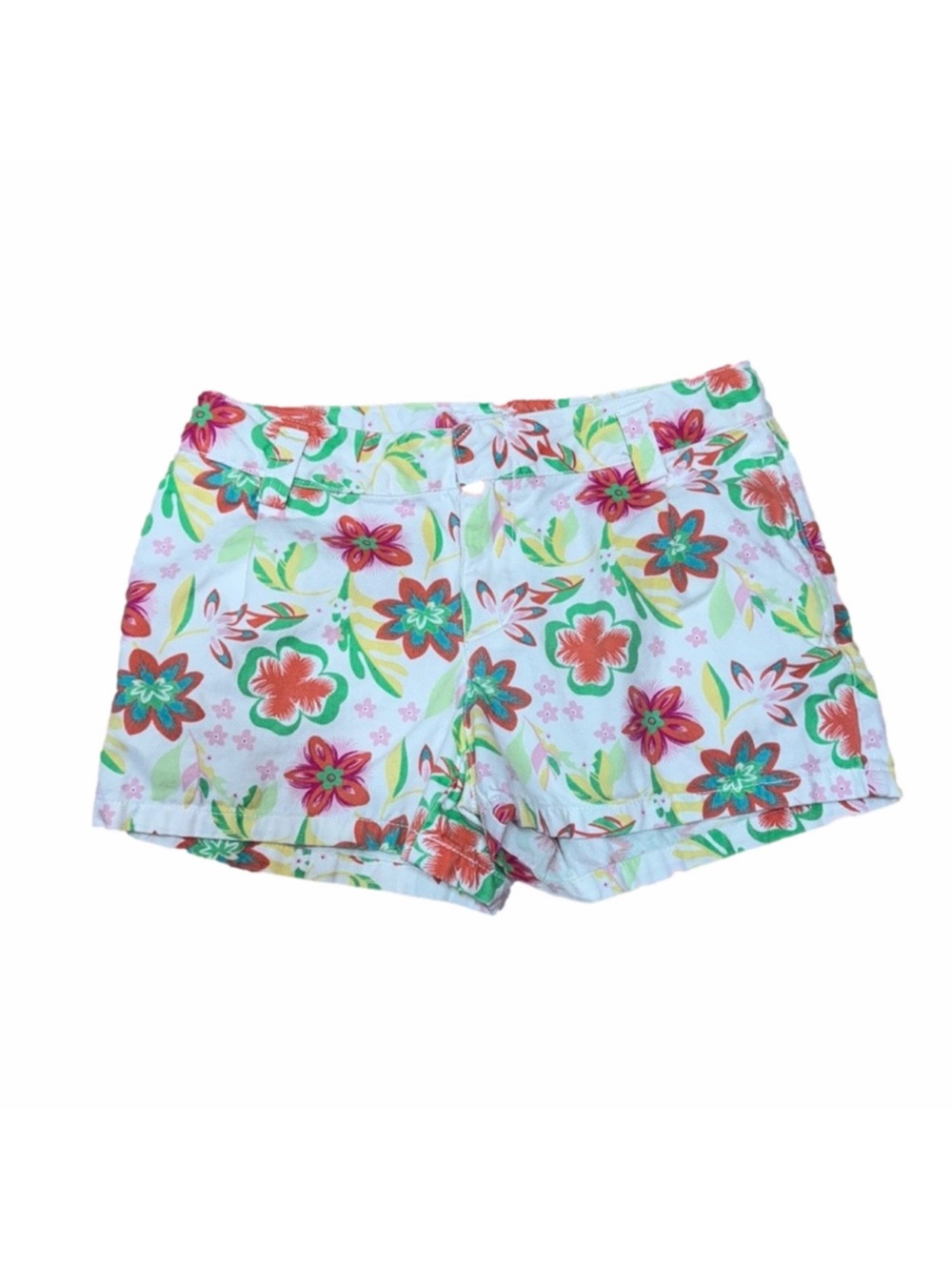 Circo Girls L 10 12 White Floral Shorts Summer Tropical Pull On Casual